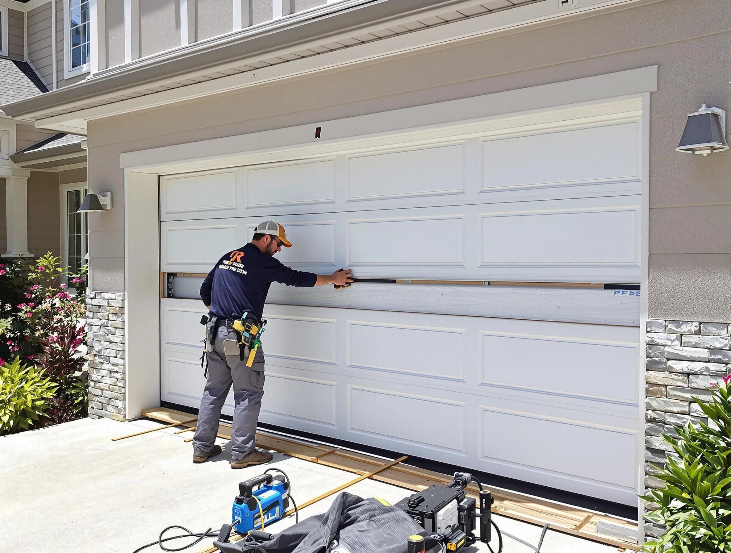 Springfield Garage Door Repair team performing complete garage door replacement at Springfield residence