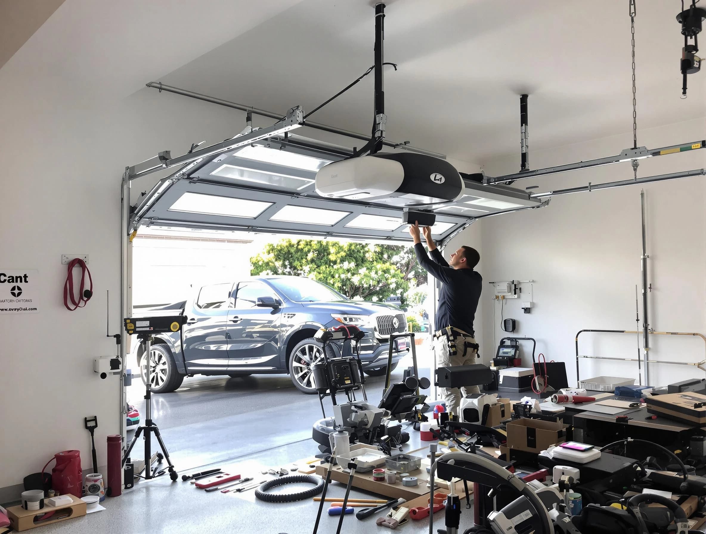 Springfield Garage Door Repair specialist installing smart garage door opener system in Springfield home