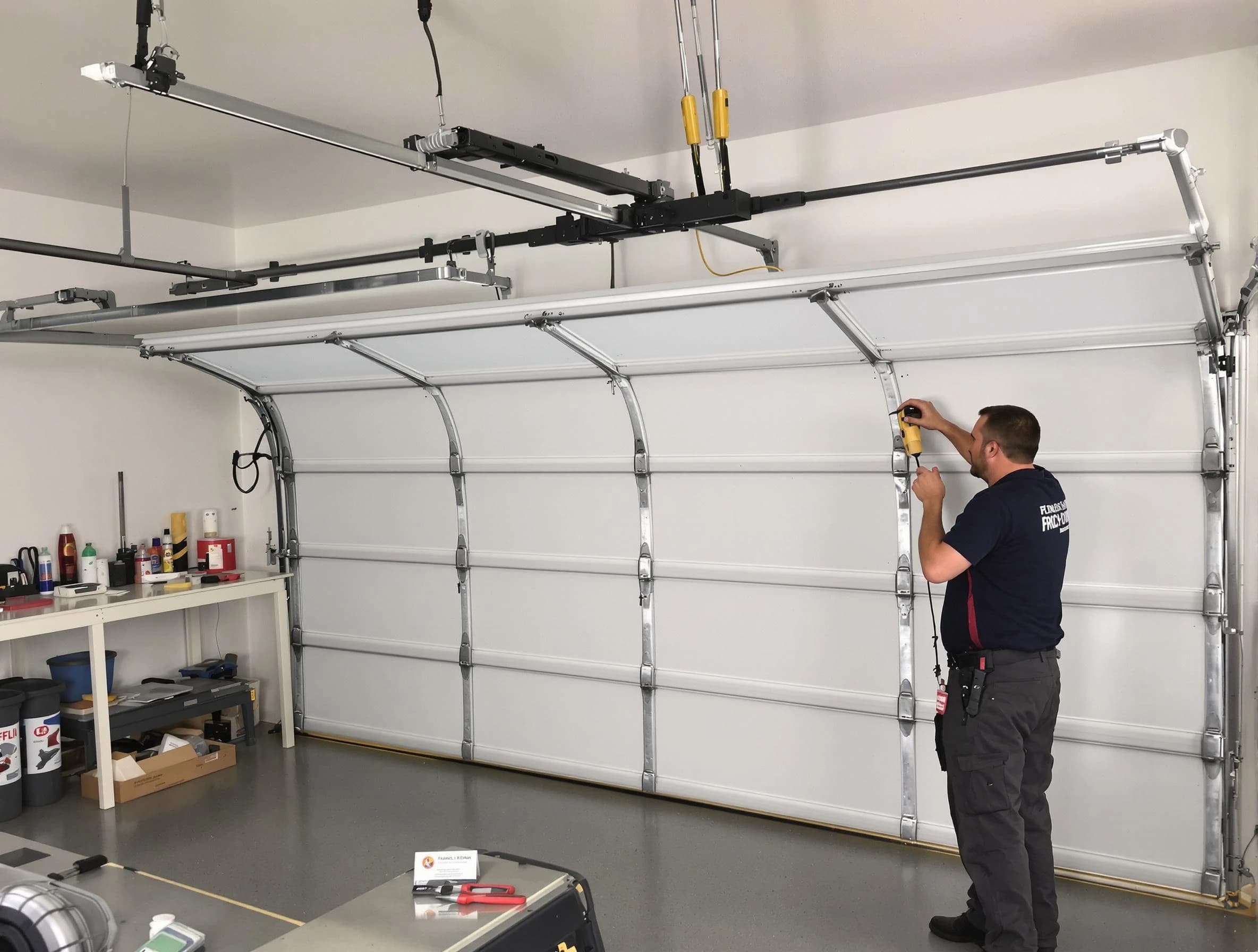 Springfield Garage Door Repair certified technician performing overhead door system repair in Springfield