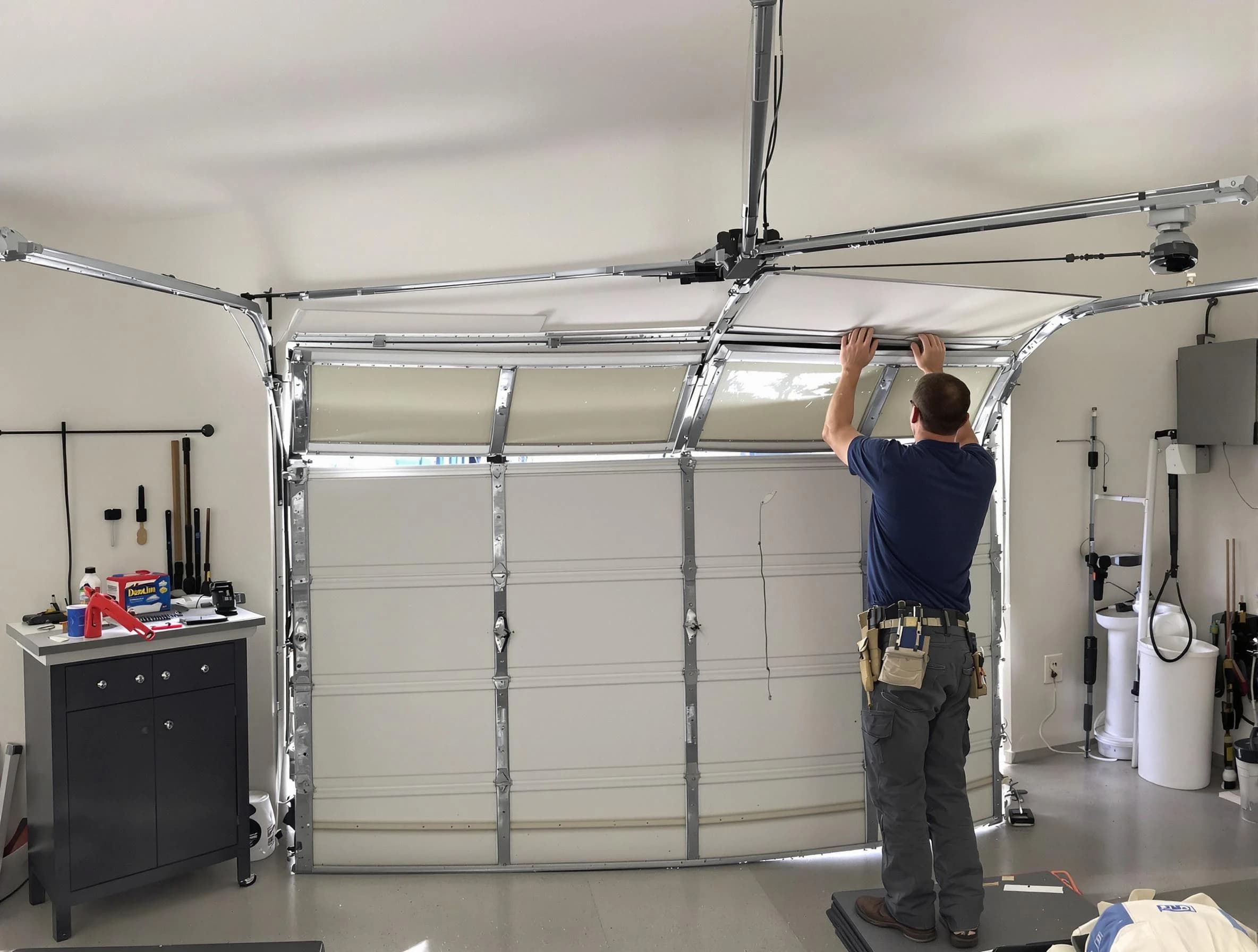 Springfield Garage Door Repair specialist performing precise section replacement on Springfield garage door
