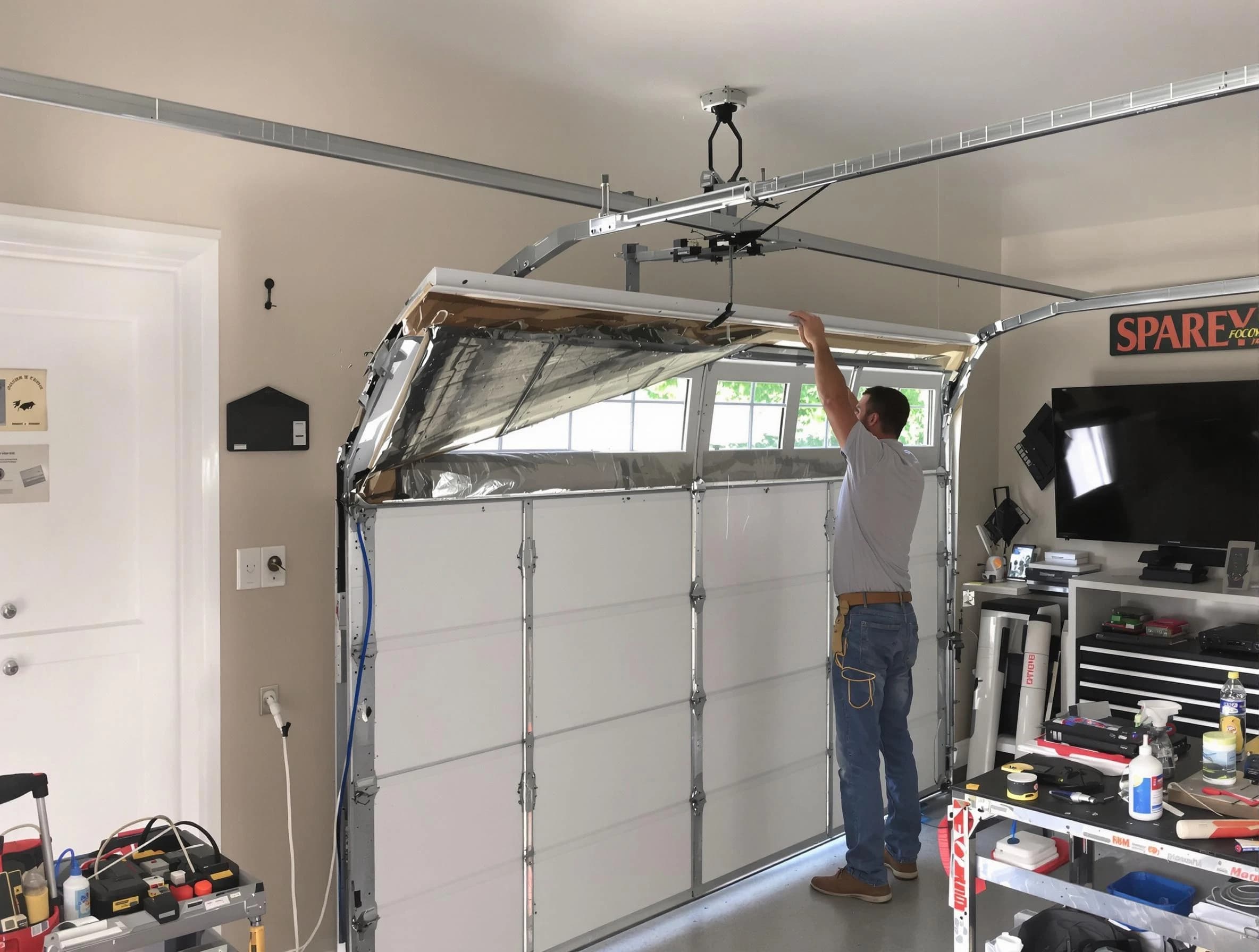Garage door section replacement by Springfield Garage Door Repair in Springfield