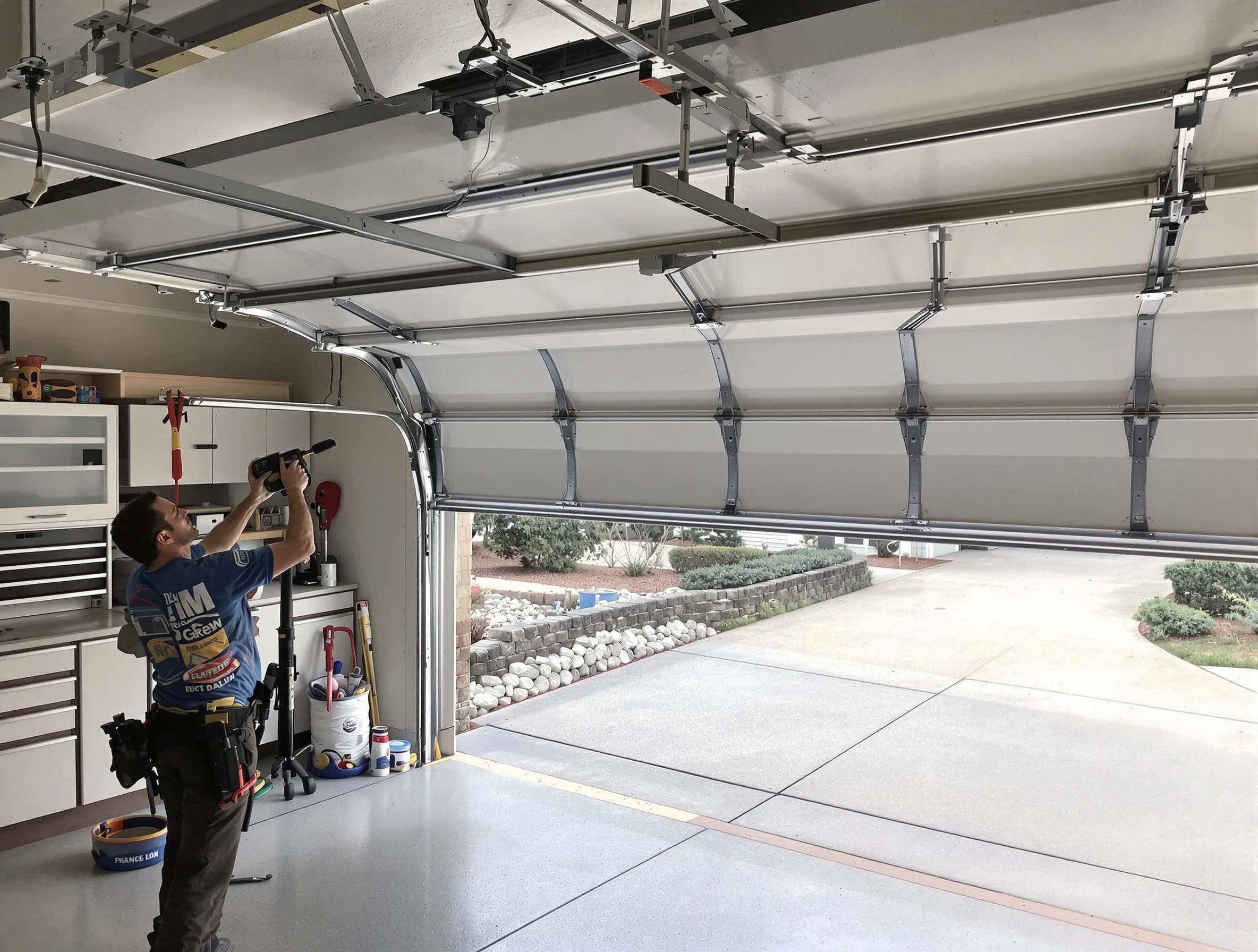 Garage door track repair service by Springfield Garage Door Repair in Springfield