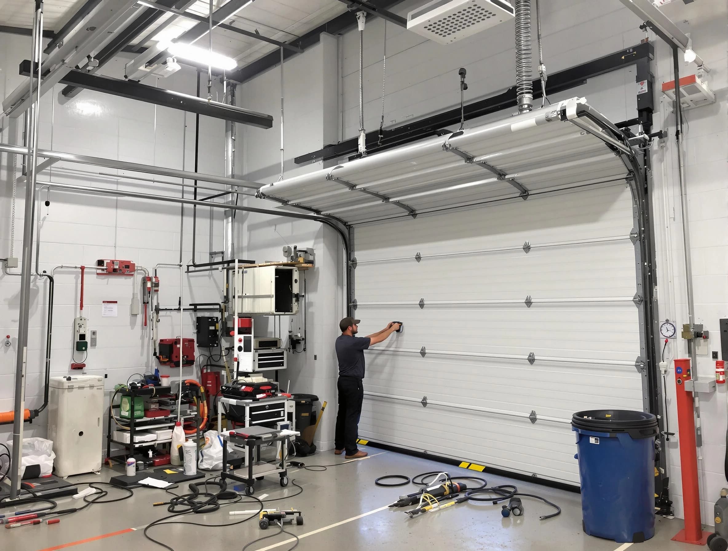 Springfield Garage Door Repair certified technician performing commercial door repair at a Springfield business facility
